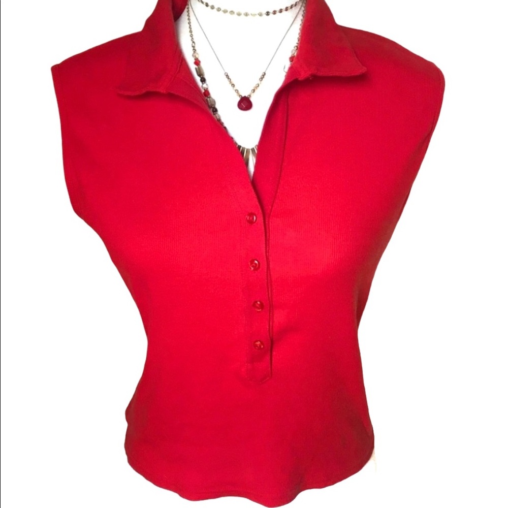 Tangents sleeveless top Coral Color Size: Large